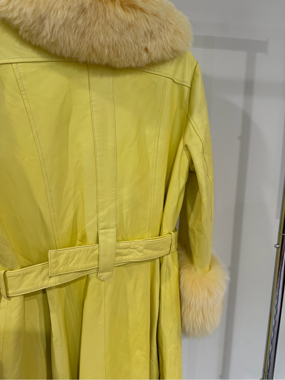 Saks Potts bootleg real leather coat with fox Fur cuffs - Picture 9 of 14